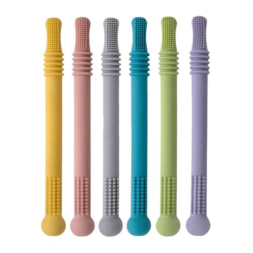 Paille de dentition pour calmer la douleur des gencives, 6 jouets molares POPETPOP