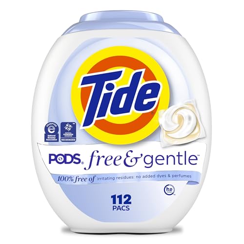 Tide PODS Free & Gentle Laundry Detergent Soap Pacs, 112 Count, Tide PODS Laundry Detergent, Laundry Detergent Pacs, Laundry PODS Detergent