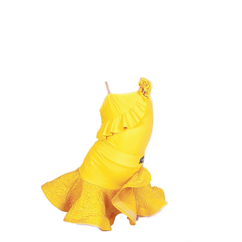 Vestido de Baile Latino Sin Mangas para Niña, para Salón de Baile, Salsa, Tango, Falda, Camisola, Trajes de Competición de Baile （150 cm）