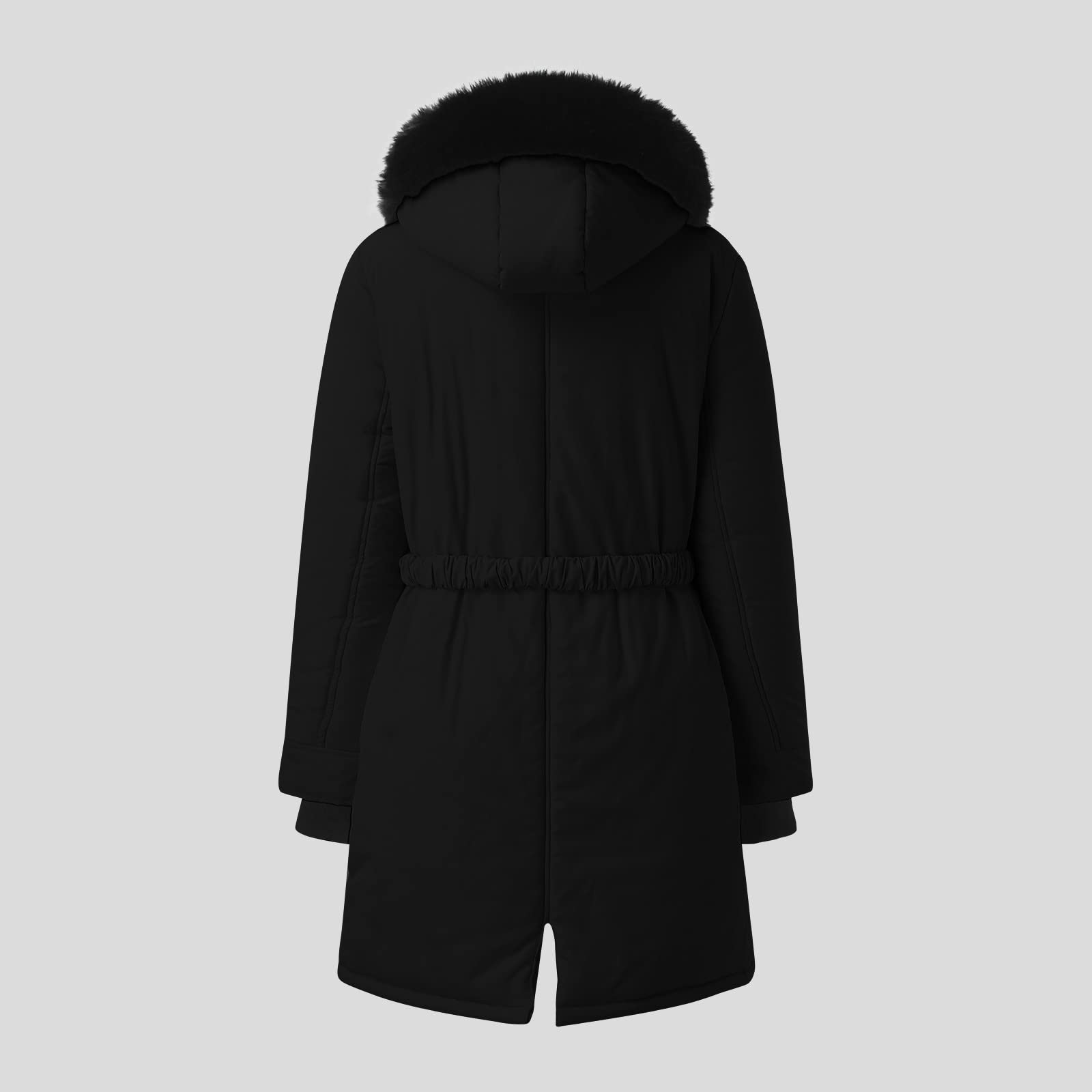 generisch Cappotto invernale da donna, lungo, trapuntato, caldo piumino con cappuccio, invernale, antivento, per outwear spessa, con cerniera, giacca invernale da donna, nero, S