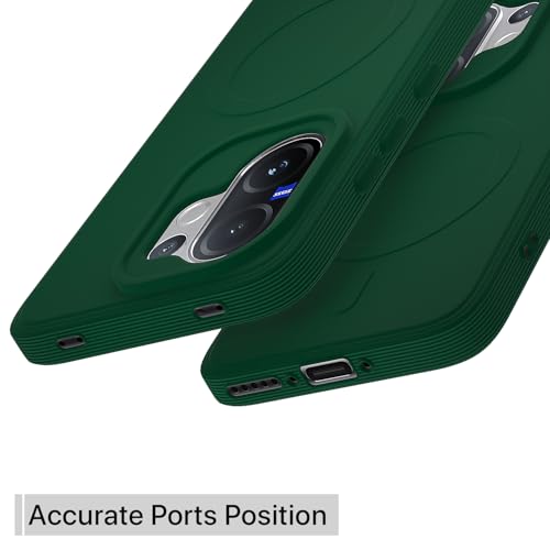 Image of Outlouders Back Cover for Vivo V60 5G / Vivo T4 Pro 5G Soft Matte Silicone Cover with Slim Fit | Mag-Safe Logo (Not Mag-Safe Compatible) | Shockproof | Camera Protection Bumper Case (Green)