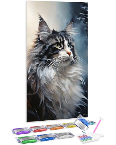 Kit de punto de cruz diamante 5D Jumpdot 70x40 cm de gato para decoración de pared