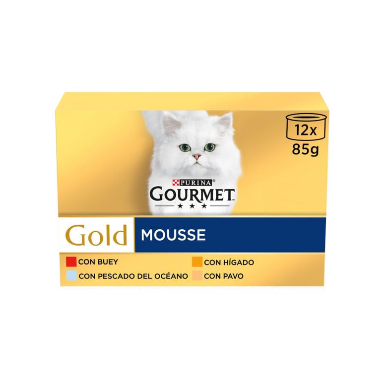 Purina Gourmet Gold Mousse, Comida Húmeda para Gato Pack Surtido, 12 latas de 85g