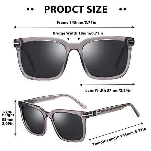 DUCO Classic Square Polarized Sunglasses for Men Women Vintage Handmade Acetate Sun Glasses DC82884