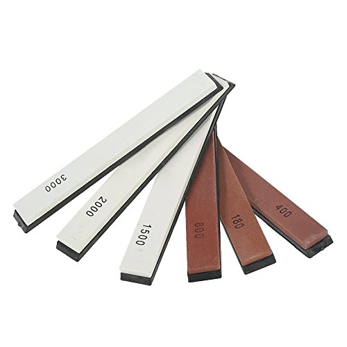 Decdeal 6 pçs/set Faca Afiação Afiador de facas de Pedra com Base Whetstone Set Mó para Facas 6