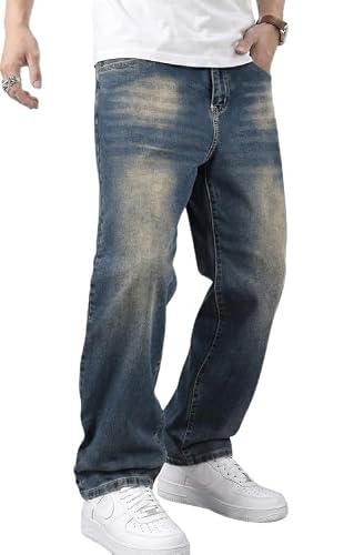 JMIERR Herren Baggy Jeans Weite Jeanshose Y2K Denim Streetwear Raw Jogginghose Loose Fit Männer Hip Hop Jeanspants S-3XL