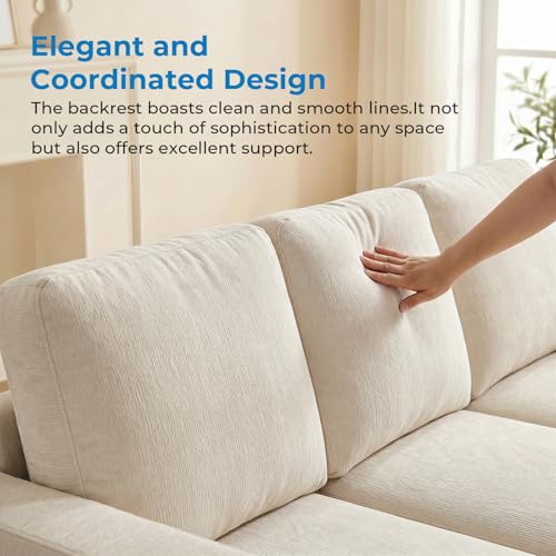 Image of Mjkone 2 Pieces Living Room Sofa Sets, 82 inch Width 3 Seater Sofas Couch and Chair Set, Sofas Couches Living Room Furniture Sets, Sectional Couch Set for Home Office, 3-Seat Sofa + Armchair, Beige