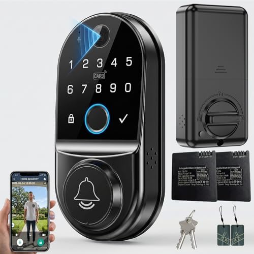 Image of Smart Door Lock for Front Door: WiFi & Camera with 1080p HD Night Vision