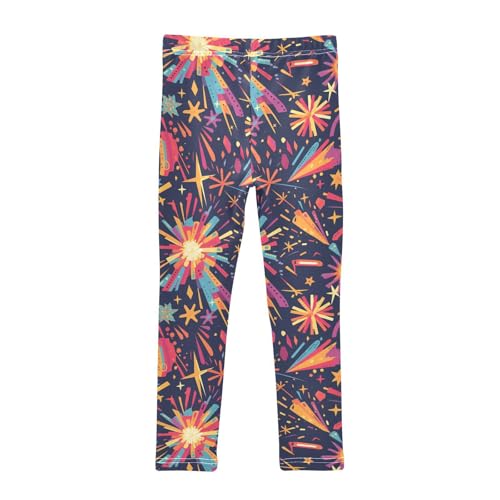 Firework Pattern Kids Baby Girls Athletic Leggings Comfortable High Waisted Leg Yoga Pants Exercise2