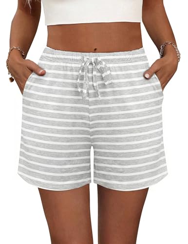 Image of Ekouaer Pajama Shorts for Women Soft Comfy Lounge Shorts Drawstring Pj Shorts Short Pajama Bottoms with Pockets S-XXL