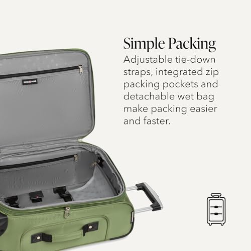Image of SWISSGEAR Sion Softside Expandable Spinner Luggage Durable Lightweight Travel Suitcase, Evergreen, 3-Piece Set (Carry-On /Medium /Large)