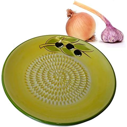 ANCKERAMIC® Round Ceramic Grater - Nutmeg Grater, Garlic Grater, Ginger Grater, Handmade Ceramic Grater (Yellow-Blueberry) Cover