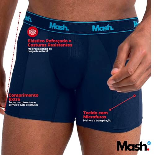 Kit 02 Cueca Boxer Longa Mash Microfibra | 2 Azul Marinho | M
