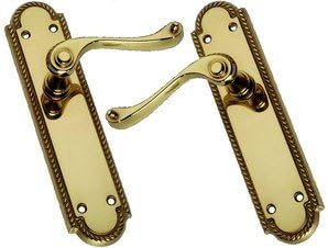OriginalForgery Georgian Scroll Polished Brass Door Handles without Keyhole