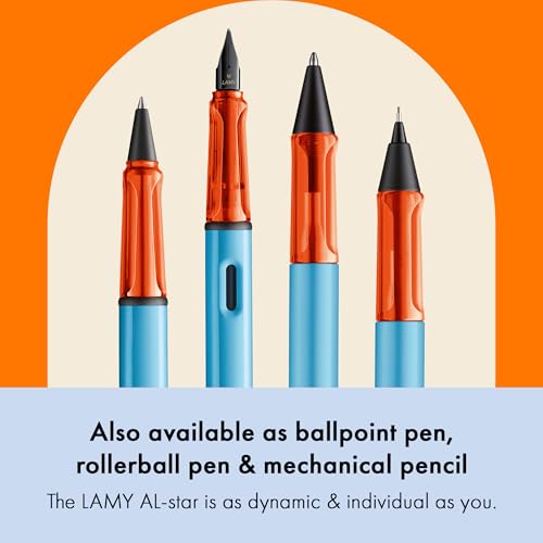 Image of Lamy AL-star Denim Fountain Pen with Polished Steel Nib in Line Width M | Lamy Fountain pen with ergonomic grip - lightweight aluminium housing - incl. LAMY T 10 blue ink cartridge - right handed