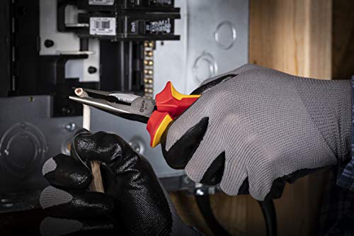 Sata 6-Inch Vde Insulated Long Needle-Nose Side Cutting Pliers With Chrome Vanadium Steel Body And Dual Material Anti-Slip Handles - St70131St #TOP4