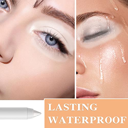 White Eyeshadow Stick,Glitter Metallic Eye Shadow Highlighter Stick Crayon Makeup Pen With Sharpener,Easy To Apply,Highly Pigmented Lasting Waterproof Cream Shimmer Eye Highlighter Brightener Stick #TOP3