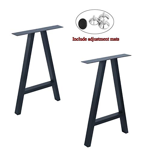 Image of MBQQ 2 Pcs Rustic Decory Metal Desk & Dining Table Legs - Heavy Duty Industrial Modern A Shape Iron Bench Legs (H28'xW17.7')