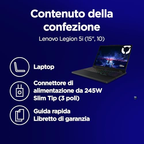 Legion 5 Gaming Laptop - Display OLED WQXGA 15" 165Hz, NVIDIA GeForce RTX 5070 8GB, Intel Core Ultra 9 275HX, RAM 32GB, SSD 1TB, Windows 11 Home, Tastiera RGB italiana - Eclipse Black - Notebook - Immagine 12
