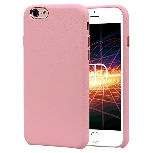 Radoo iPhone 6S/iPhone 6 skal, smal passform läder stötsäker fodral premium läder och TPU design stöd trådlös laddning kompatibel med Apple iPhone 6S/iPhone 6 4,7 tum (rosa)