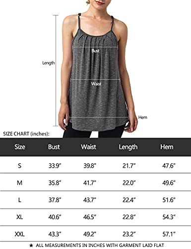 Hibelle Flowy Tank Tops For Women, Summer Casual Tanks Adjustable Shoulder Strap Camisole Built In Bra Vacation Boating Shirt Breathable Clothing Teen Girls Clothes Dark Gray Small #TOP3