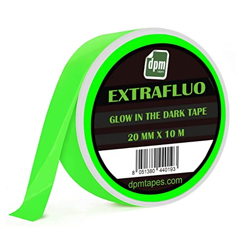 6091A - Ruban adhésif Glow in The Dark - 20mm x 10m - Ruban fluorescent lumineux, rechargeable et longue durée - pour les sports de plein air, la décoration nocturne et le marquage de la maison Cover
