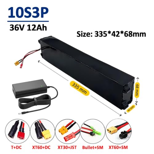 Batería 36V 12Ah para bicicleta eléctrica 10S3P recargable impermeable 2