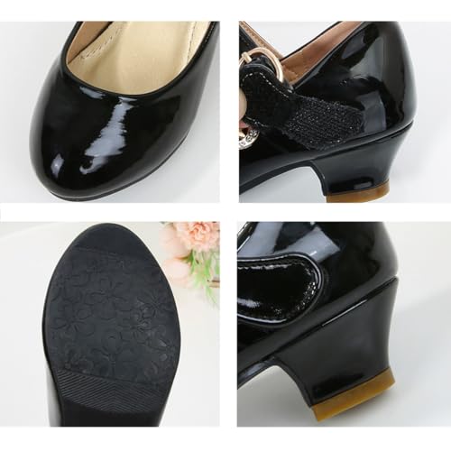 Little Big Girls Mary Jane Leather Low High Heel Pumps Shoes Girls Formal Dress Princess Flower Shoes for Party Wedding4