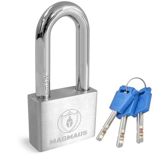 Magmaus® PDE50 Candado de Acero Antioxidable Resistente a la Intemperie. Candado Seguro con Vástago de 10 mm Anticorte. Protección de Alta Seguridad. Candados para Puertas, Trasteros y Cobertizos
