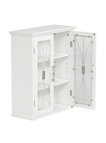 Teamson Home Wooden Bathroom Wall Cabinet with Doors, Bathroom Storage Cabinet, Removable Wall Cabinet, Adjustable Shelves, White, Delaney Collection - Image 5