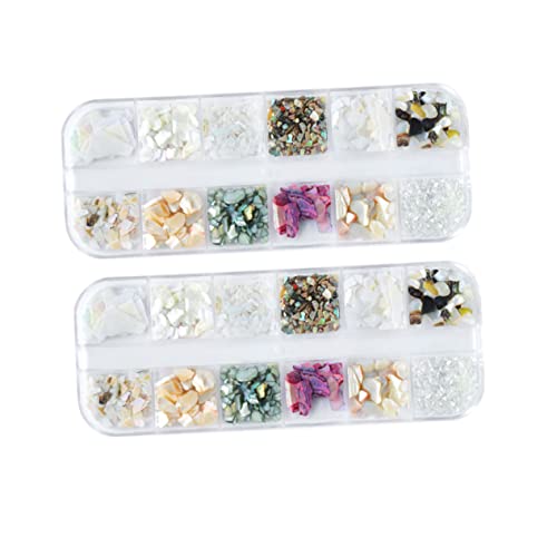 BESTYASH 2 Sets Natural Shell Flake Nail Art Decor of Fashion Manicure Decoration for Elegant DIY Nail Design Lightweight and Durable Accessories for Women Creative and Chic Handmade Fun