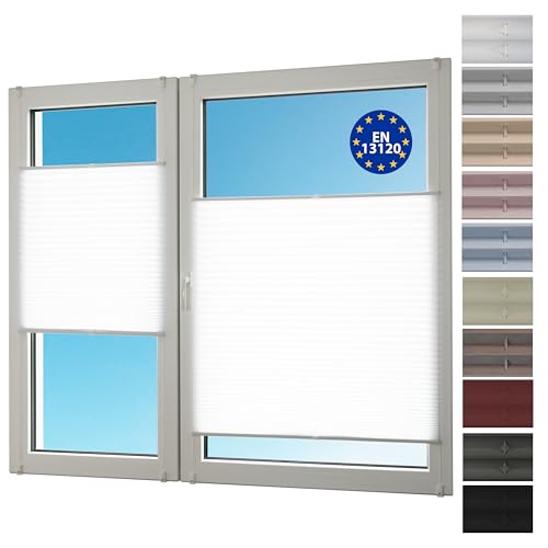 Deco4Me Plissee ohne Bohren (50 x 140 cm, Weiß Crush) - Blickdicht, lichtdurchlässig, Keine Verdunkelung - Jalousien zum Klemmen - Faltrollos für Fenster Deco4Me Plissee ohne Bohren (50 x 140 cm, Weiß Crush) - Blickdicht, lichtdurchlässig, Keine Verdunkelung - Jalousien zum Klemmen - Faltrollos für Fenster