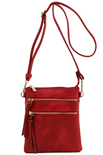 Image of Isabelle Small Lightweight Shoulder Bag for Women, Mini Multi Zipper Pocket Crossbody Handbag with Adjustable strap
