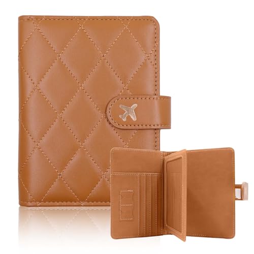 Image of Melsbrinna Rfid Passport Holder for Travel women /Men, Cute Passport Wallet Rfid Blocking Card Slots, Rfid Passport Cover /CaseTravel Wallet, Passport Book Holder (1, LG BROWN)