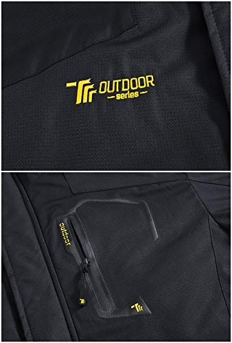 Foto von donhobo Herren Fleecejacke Winter Wasserdicht Warme Skijacken Outdoor Winddicht Camping Wanderjacke Hooded Regen Mantel Schwarz M