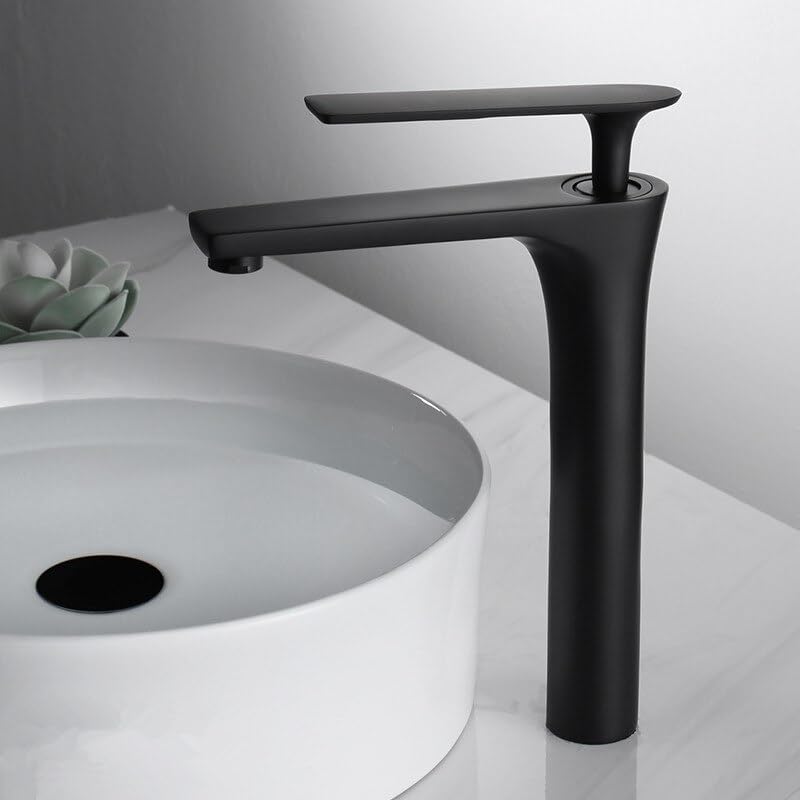Robinet de lavabo noir haut en laiton gris pour salle de bain moderne