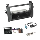  Autoradio Doppel 2-DIN Blende Einbaurahmen Radioblende + Fach + Quadlock - ISO Radio Adapter für Mercedes A-Klasse (W169) A-Klasse 11/04-07/10 B-Klasse 06/05-06/11 Vito/Viano (W639) 04/06-05/14