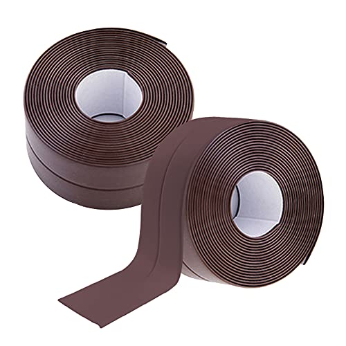 Zhongtou 2 Stück Dichtband Selbstklebend Wasserdichtes Klebeband Braun PVC 22 mm x 3,2 m Dichtungsband für Küchenarbeitsplatte Badezimmer Toilette