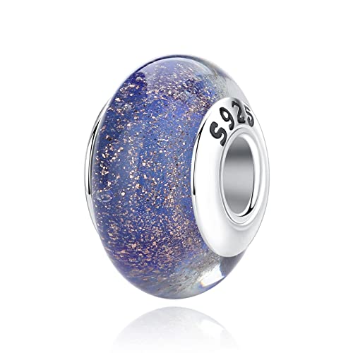 Charm de cristal de Murano transparente antialérgico de plata compatible con pulseras
