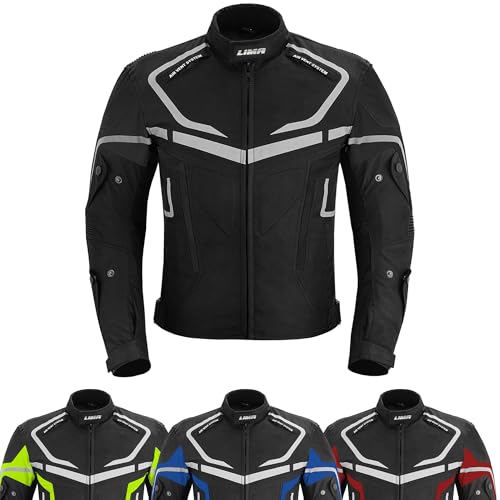 LIMA MOTO Men’s Motorcycle Jacket 4 Season Cordura Textile Biker Jacket Waterproof Windproof with CE Armor, Air Vents & Removable Thermal Liner Riding coat (UK, Alpha, S, Regular, Regular, Black)