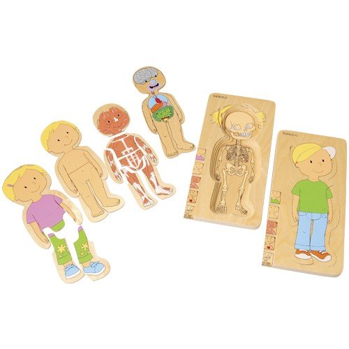 Constructive Playthings Discover Your Body Puzzles Boy and Girl Anatomically Correct; 5 Layered and Measure 11 1/2