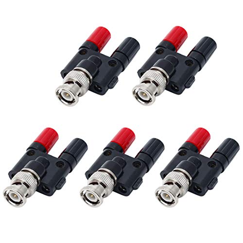 Adaptador BNC macho a doble banana hembra 4mm x5 miniatura 1