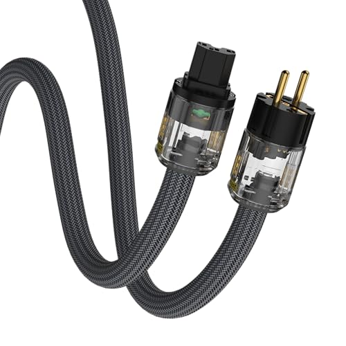 Cable de alimentación HiFi de 2 pines de 1,5m con conector Schuko UE y cobre OFC