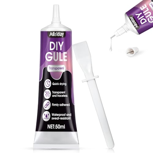 AllisWay Bastelkleber Transparent Flüssig, Modellbau Kleber Plastik, Bastelkleber Schnelltrocknend, Bastelleim für Papier, Stoff, Holz, Heimdekoration, Handgemachte Kunst und Tägliche Wartung, 50 Ml
