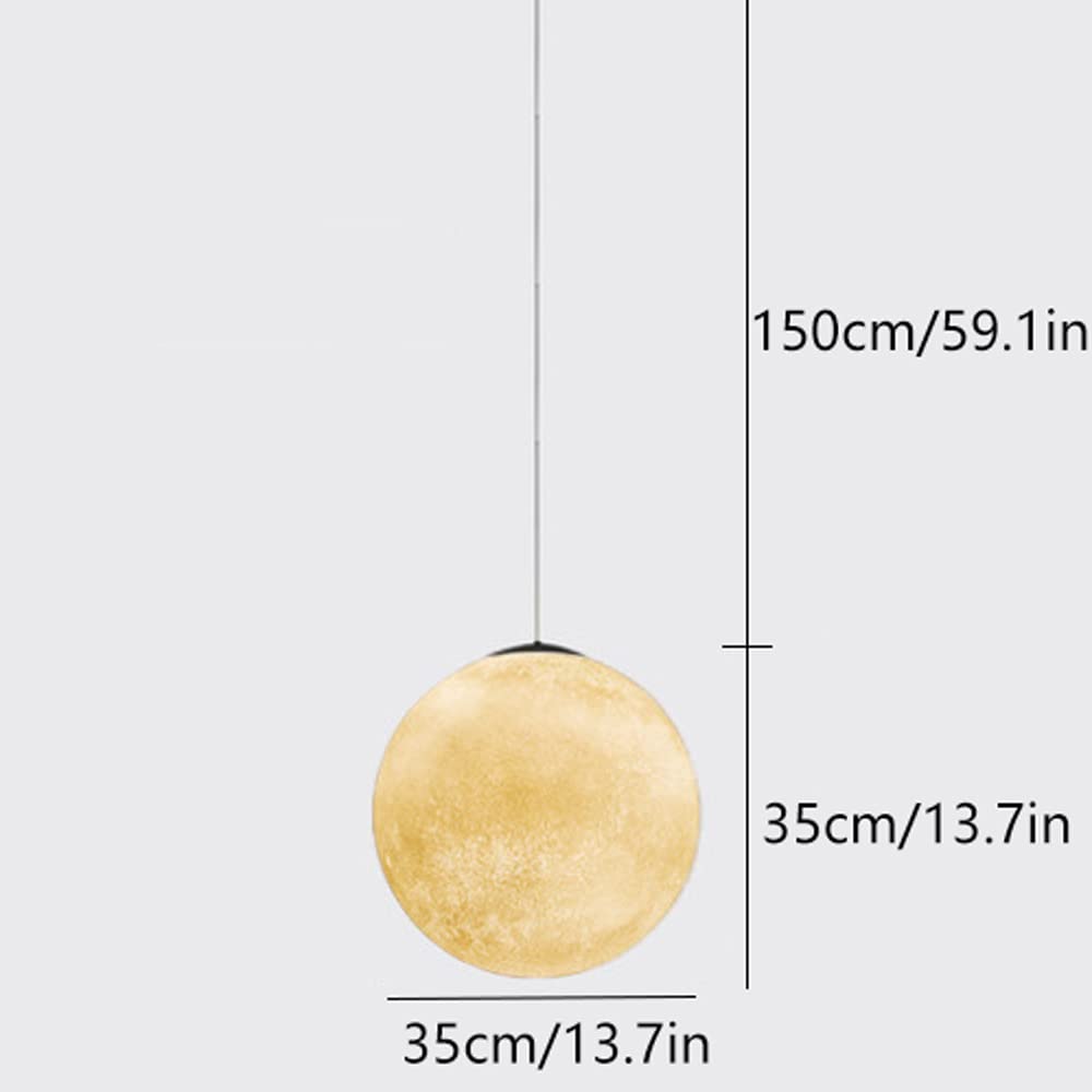 Hertl Lampa wisząca Moon Alabaster Crystal Abażur, Regulowana Jasność, Drukowanie 3D Sufitowe Światło Do Domu, Biura, Barów Kawiarni (Size : B)