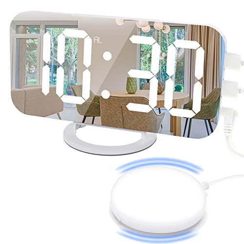 Inkoby Despertadores LED B, Reloj LED con Pantalla de Temperatura Posponer Salida USB Dual, Brillo Ajustable