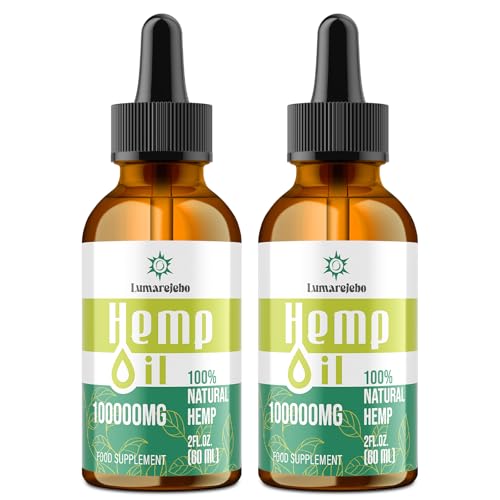 Lumarejebo Premium Oil 100000mg, High Strength Natural Oil Drops for Sleep, Mint Flavor, Rich in Omega 3-6-9, Vitamins C & E, Enhanced Purity, Natural, 100% Vegan, 60ml (Pack of 2)