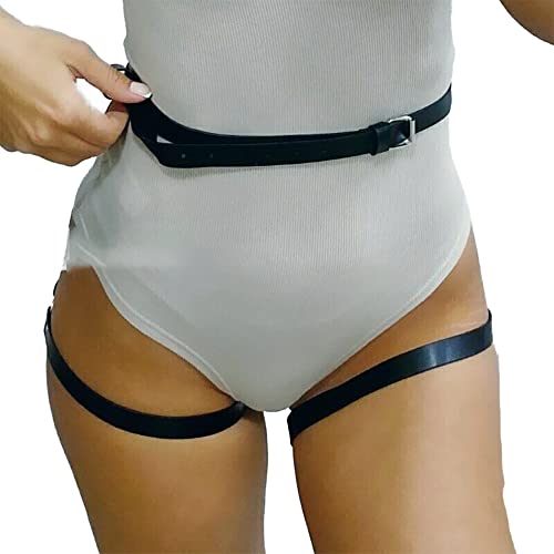 Allovme Punk Leather Lingerie For Women, Gothic Garter Belts Adjustable Body Belt Party Sexy Body Chain Women's Exotic Apparel #TOP2