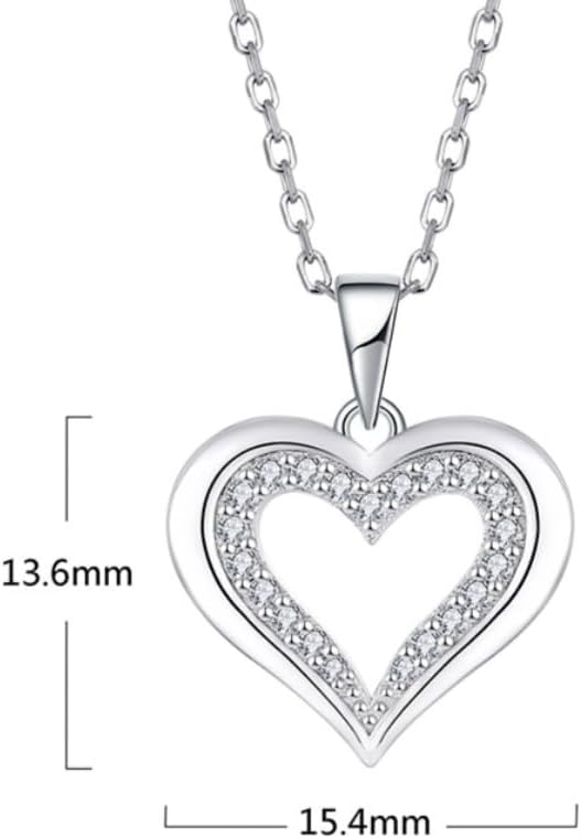 925 Sterling Silver Heart Pendant Necklace for Women – Dainty Love Pendant, Elegant Minimalist Jewelry Gift for Her, Valentine’s Day, Birthday or Anniversary, 20” Chain, Romantic Silver Charm - Image 8