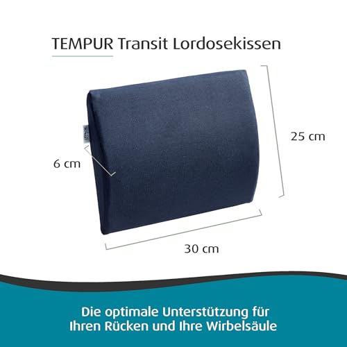 TEMPUR Transit Lordosekissen Memory Foam, ergonomisches Lendenkissen für Unterwegs und Zuhause, 30 x 25 cm